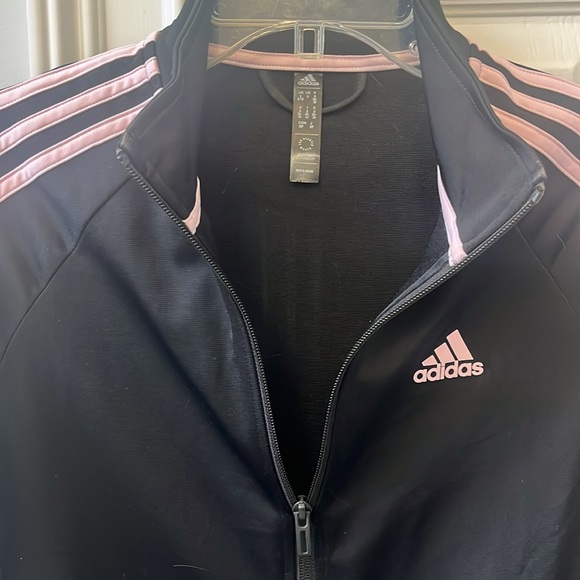 Adidas Black Track Jacket with Pink Stripes - Picture 8 of 12